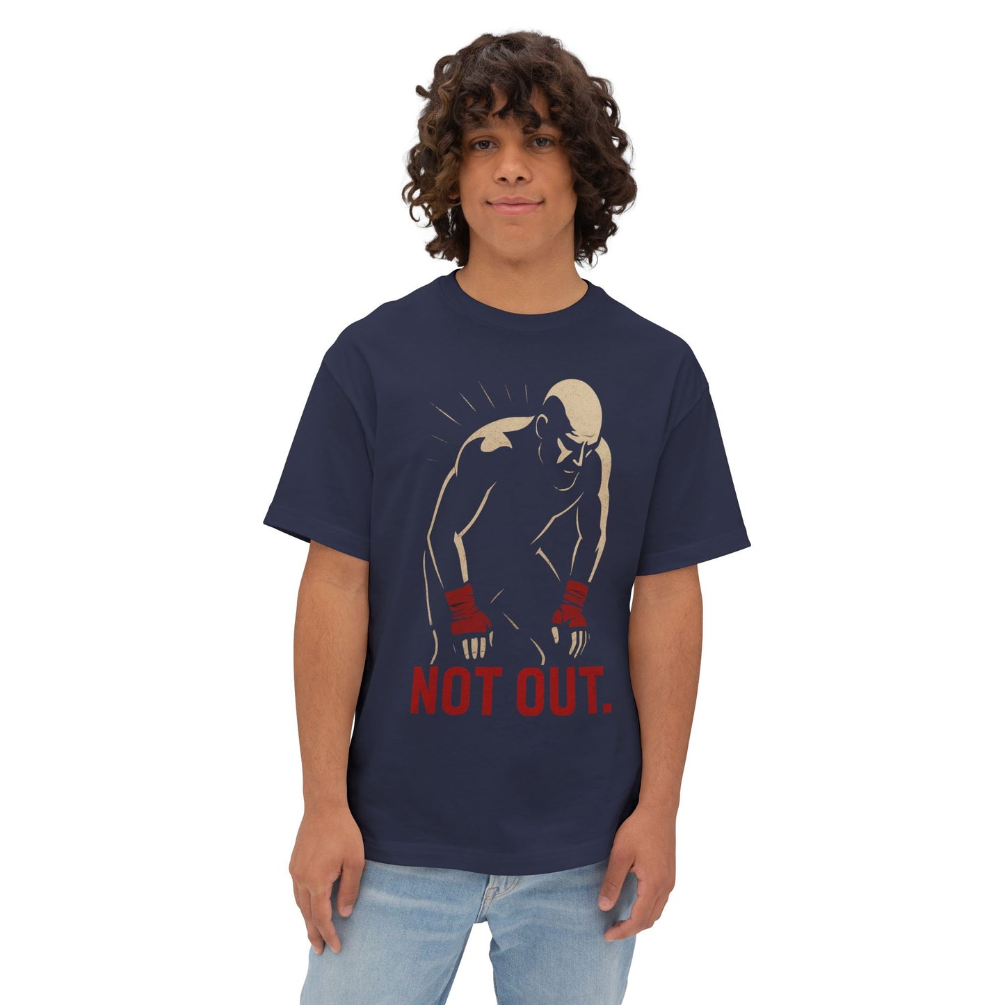 Not Out - Motivational Oversized Tee - Unisex Boxy T-Shirt, Gym Apparel, Fight Wear, Workout Clothing, Inspirational Gift