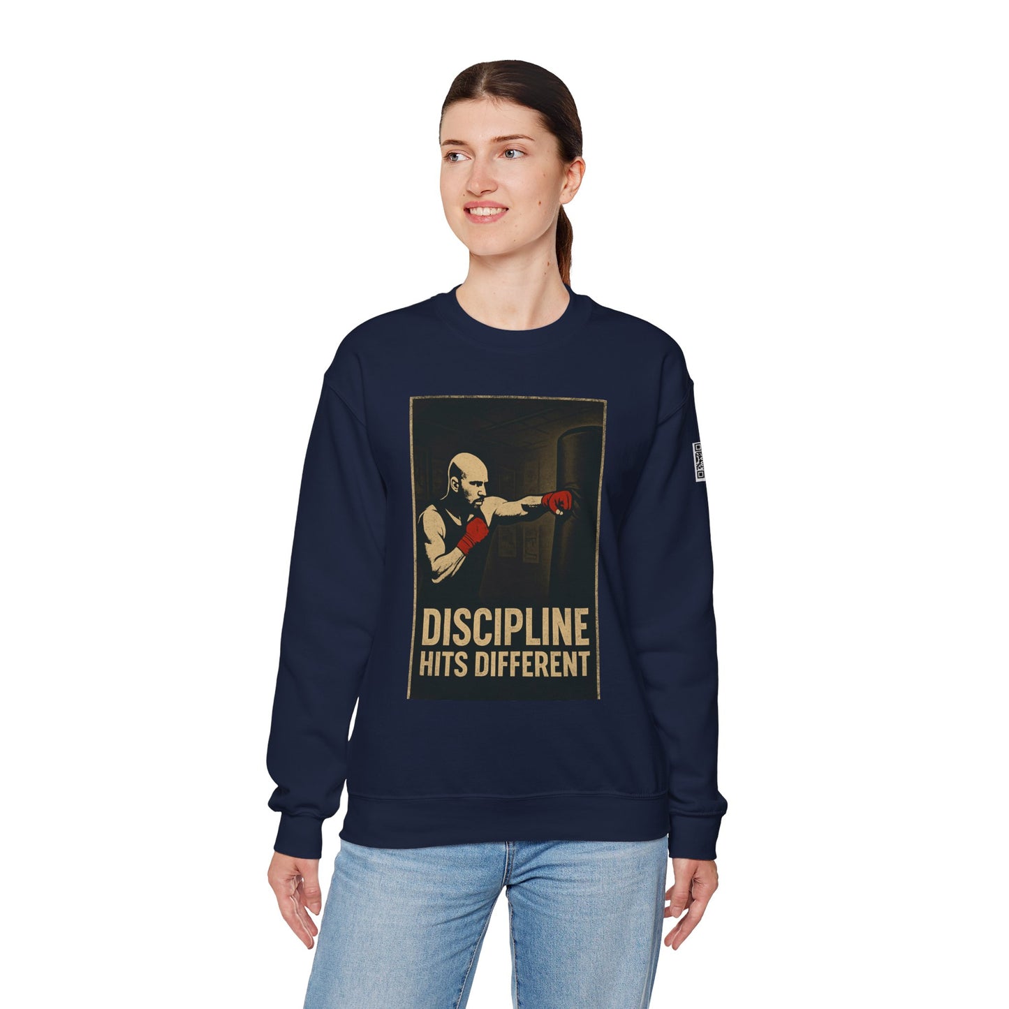 Motivational Sweatshirt - Discipline Hits Different - Unisex Crewneck - Fitness Gift - Workout Apparel - Casual Sport Style - Gym Wear