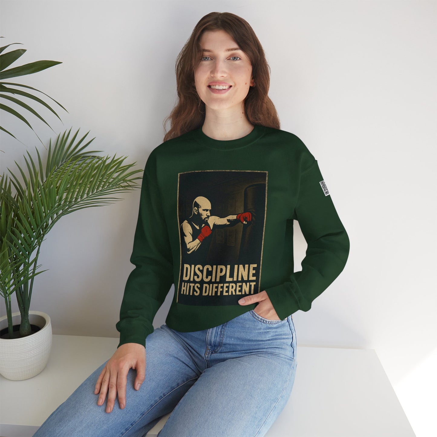 Motivational Sweatshirt - Discipline Hits Different - Unisex Crewneck - Fitness Gift - Workout Apparel - Casual Sport Style - Gym Wear