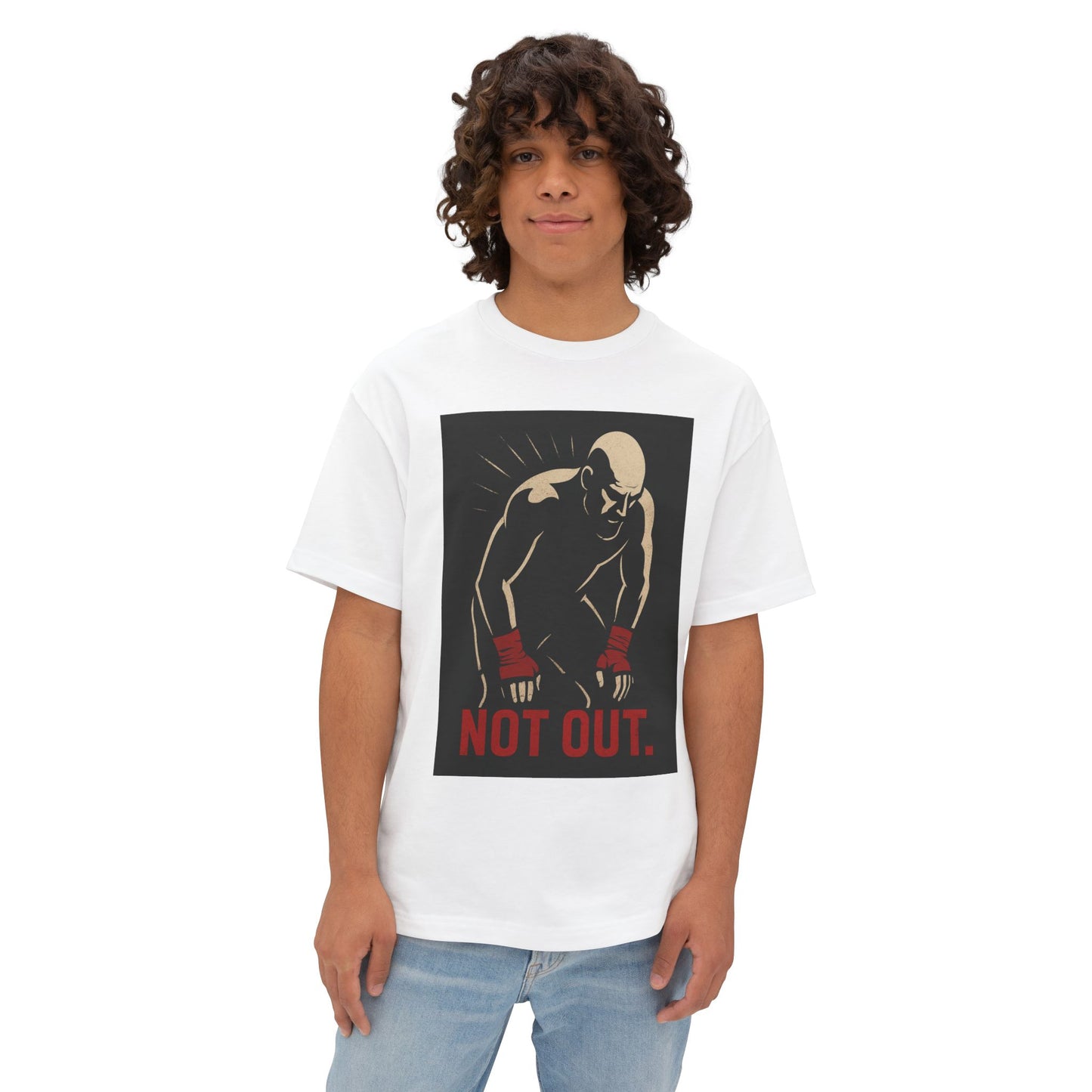 Not Out - Motivational Oversized Tee - Unisex Boxy T-Shirt, Gym Apparel, Fight Wear, Workout Clothing, Inspirational Gift