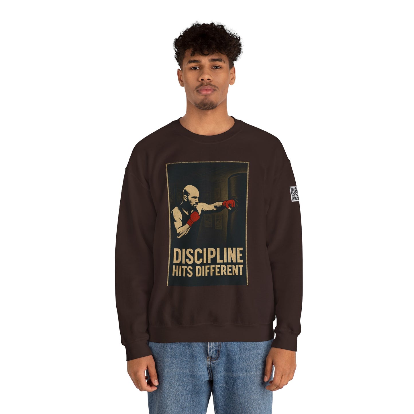 Motivational Sweatshirt - Discipline Hits Different - Unisex Crewneck - Fitness Gift - Workout Apparel - Casual Sport Style - Gym Wear