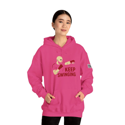Keep Swinging Hoodie - Motivational Sweatshirt for Fighters and Dreamers, Perfect for Gym, Sports, Gifts, Birthdays, and Casual Wear