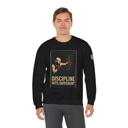 Motivational Sweatshirt - Discipline Hits Different - Unisex Crewneck - Fitness Gift - Workout Apparel - Casual Sport Style - Gym Wear