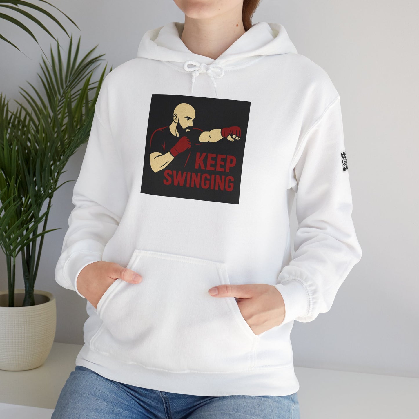 Keep Swinging Hoodie - Motivational Sweatshirt for Fighters and Dreamers, Perfect for Gym, Sports, Gifts, Birthdays, and Casual Wear