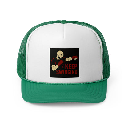 Keep Swinging Trucker Cap - Motivational Hat for Fighters & Sports Enthusiasts