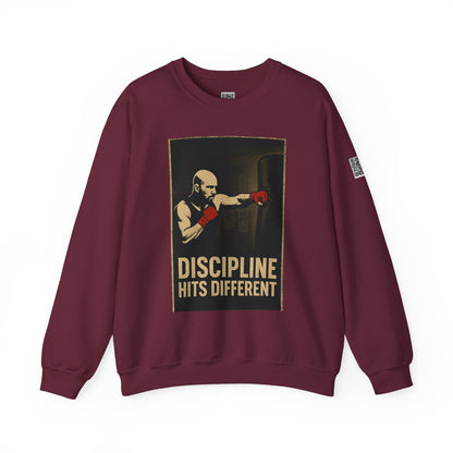 Motivational Sweatshirt - Discipline Hits Different - Unisex Crewneck - Fitness Gift - Workout Apparel - Casual Sport Style - Gym Wear