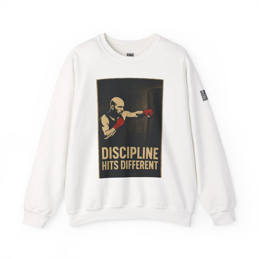 Motivational Sweatshirt - Discipline Hits Different - Unisex Crewneck - Fitness Gift - Workout Apparel - Casual Sport Style - Gym Wear