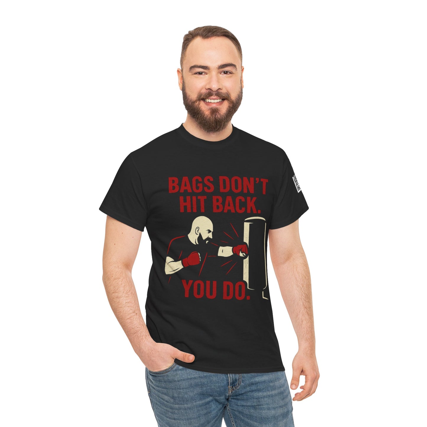 Bags Don't Hit Back. You Do. Unisex Heavy Cotton Tee, Motivational Workout Shirt, Fitness Apparel, Boxing Gift, Casual Activewear