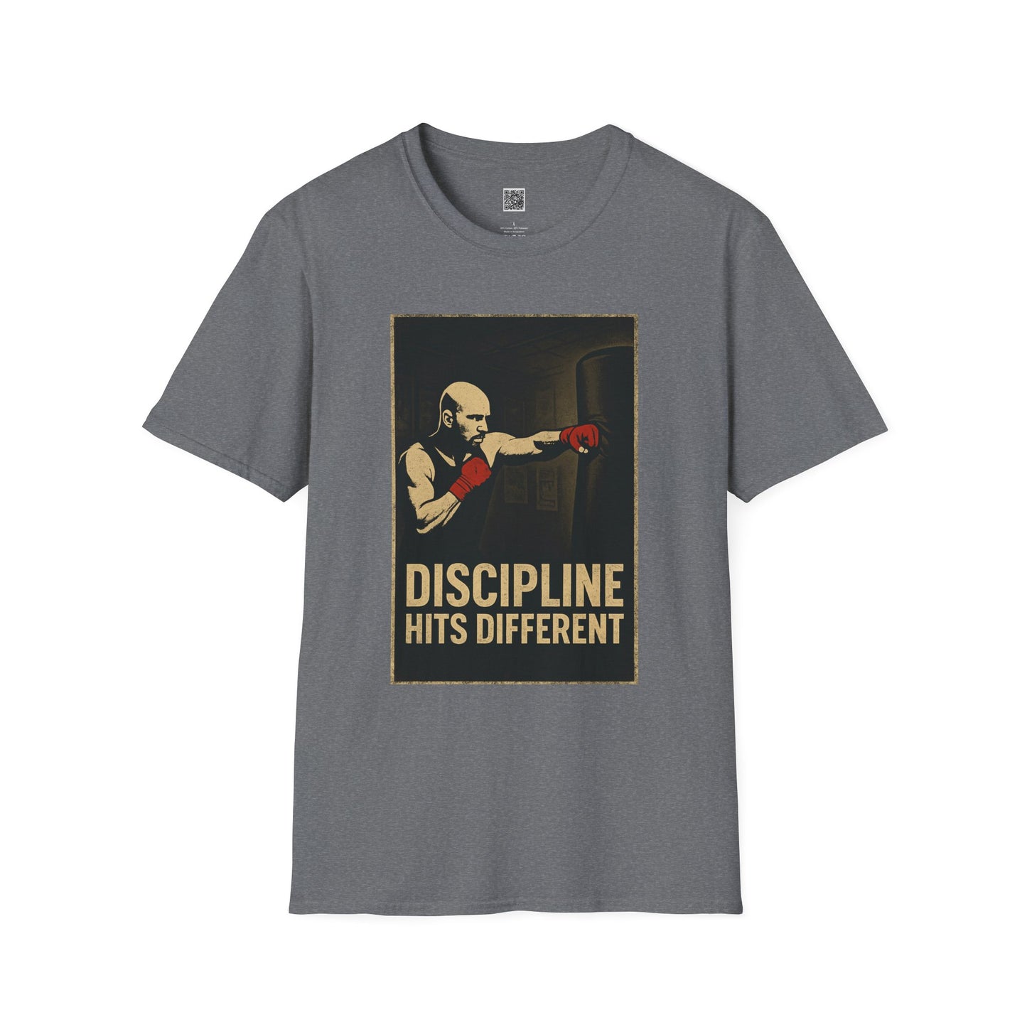 Motivational Unisex Softstyle T-Shirt - 'Discipline Hits Different' - with a Jab