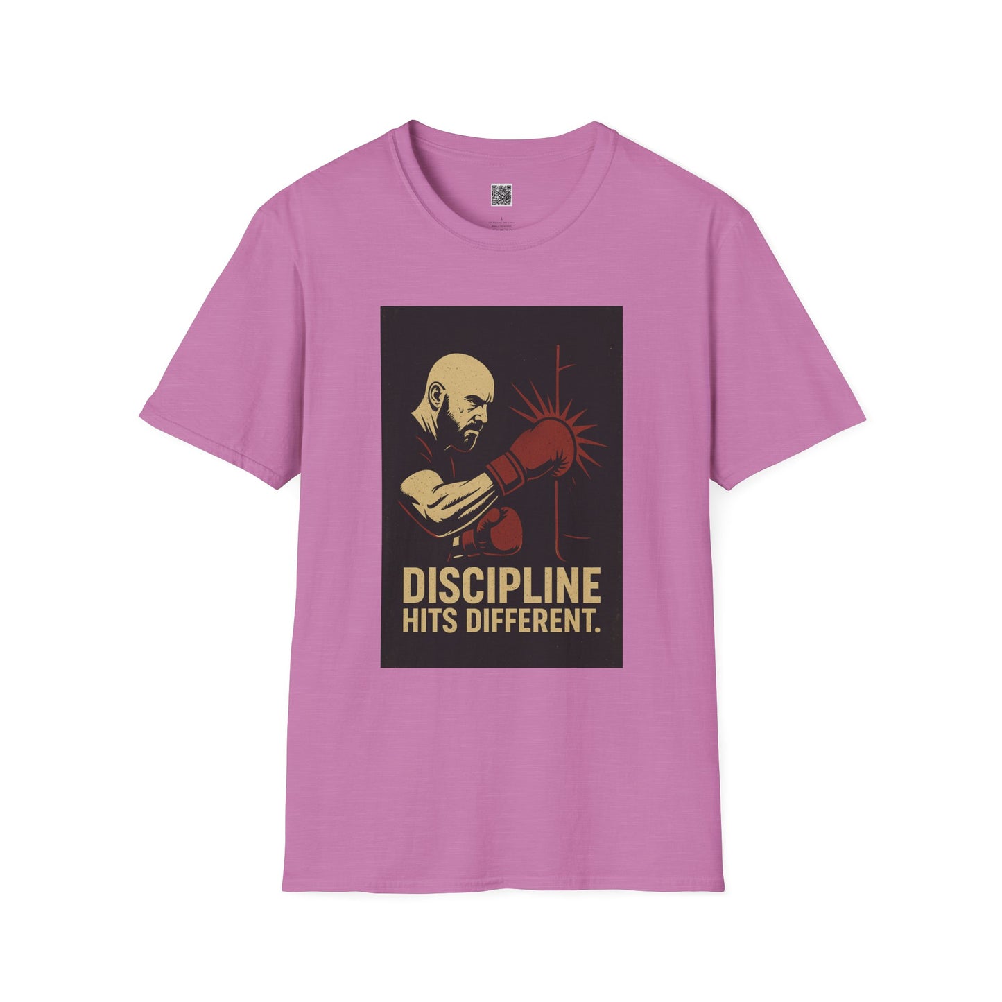 Motivational Unisex Softstyle T-Shirt - 'Discipline Hits Different' - with a Right Hook