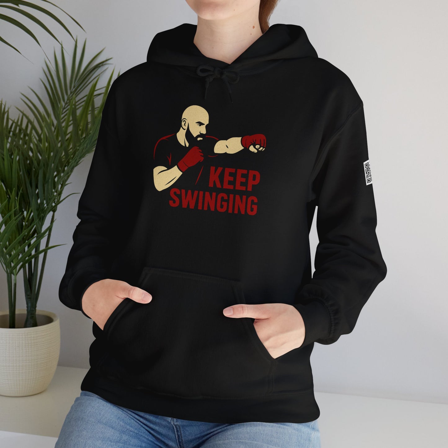 Keep Swinging Hoodie - Motivational Sweatshirt for Fighters and Dreamers, Perfect for Gym, Sports, Gifts, Birthdays, and Casual Wear