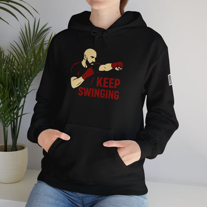 Keep Swinging Hoodie - Motivational Sweatshirt for Fighters and Dreamers, Perfect for Gym, Sports, Gifts, Birthdays, and Casual Wear