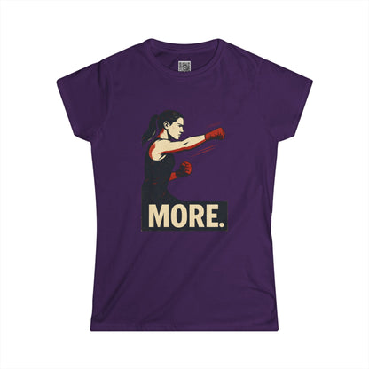 "More. With a Cross." Empowering Women's Softstyle Tee - Motivational Fitness Apparel, Boxing Inspiration, Workout Top, Gift for Her, Activewear