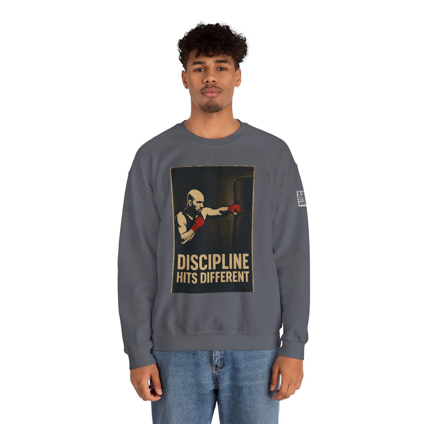 Motivational Sweatshirt - Discipline Hits Different - Unisex Crewneck - Fitness Gift - Workout Apparel - Casual Sport Style - Gym Wear